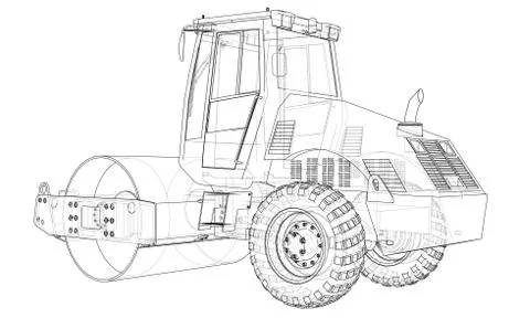 Construction machine. Asphalt compactor Stock Illustration