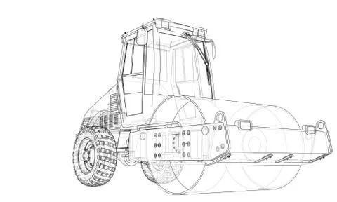 Construction machine. Asphalt compactor 库存插图