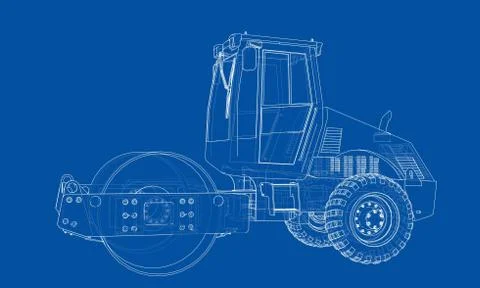 Construction machine. Asphalt compactor Stock Illustration