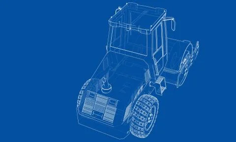 Construction machine. Asphalt compactor Stock Illustration