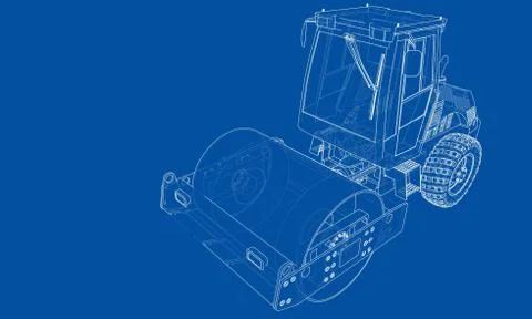 Construction machine. Asphalt compactor Stock-Illustration