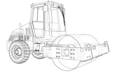 Construction machine. Asphalt compactor Stock Illustration
