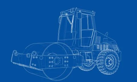Construction machine. Asphalt compactor vector Stock Illustration