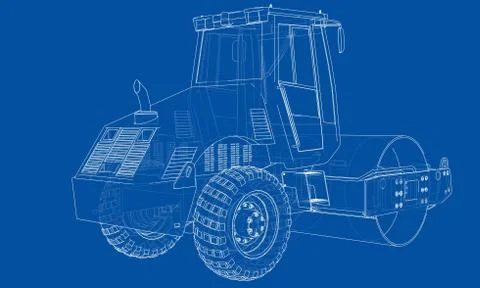 Construction machine. Asphalt compactor vector Stock Illustration