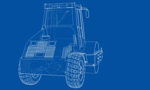 Construction machine. Asphalt compactor vector Illustrazione stock