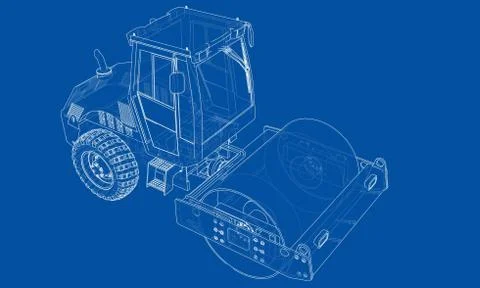 Construction machine. Asphalt compactor vector Stock Illustration