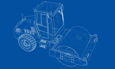 Construction machine. Asphalt compactor vector Stock Illustration