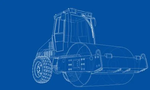 Construction machine. Asphalt compactor vector Stock Illustration