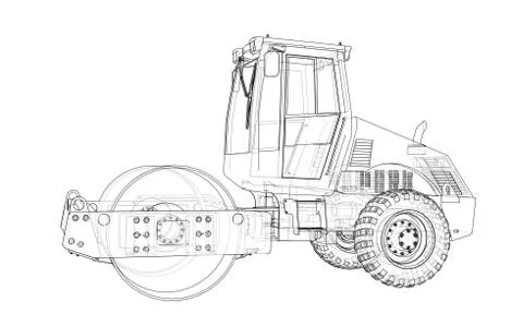 Construction machine. Asphalt compactor vector Stock Illustration