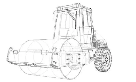 Construction machine. Asphalt compactor vector Stock Illustration