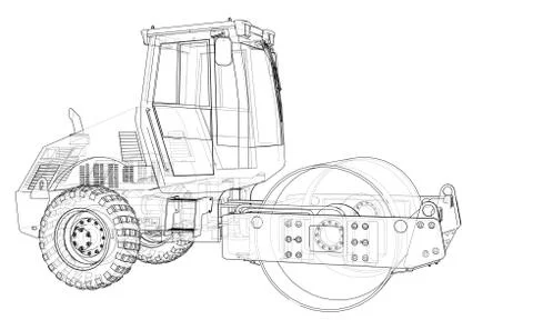 Construction machine. Asphalt compactor vector Stock Illustration
