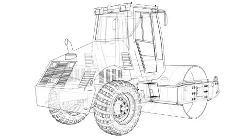 Construction machine. Asphalt compactor vector Stock Illustration