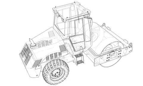 Construction machine. Asphalt compactor vector Stock Illustration