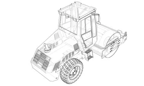 Construction machine. Asphalt compactor vector Stock Illustration