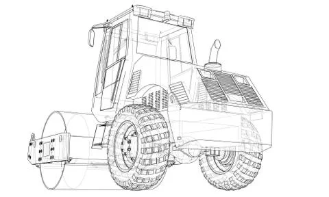 Construction machine. Asphalt compactor vector Stock Illustration