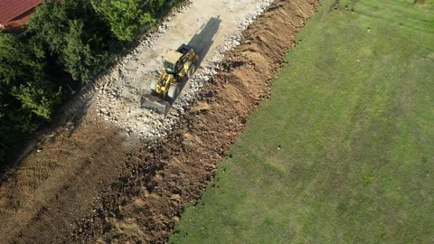 Construction machinery and road construction Stock Footage 217417687