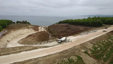 Construction machinery on the background of the sea Stock Footage 170931657