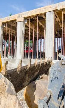 Construction machinery in a construction site Stock Photos