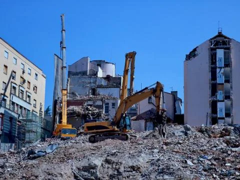 Construction machinery at the construction site Stock Photos