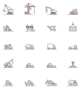 Construction machinery icon set Stock Illustration