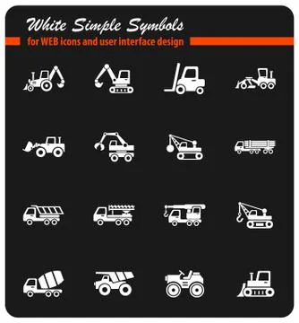 Construction machinery icon set Stock Illustration