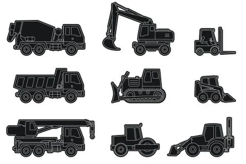Construction machinery icons. Stock Illustration