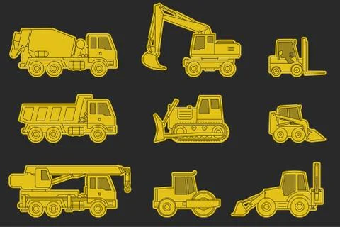 Construction machinery icons. Stock Illustration