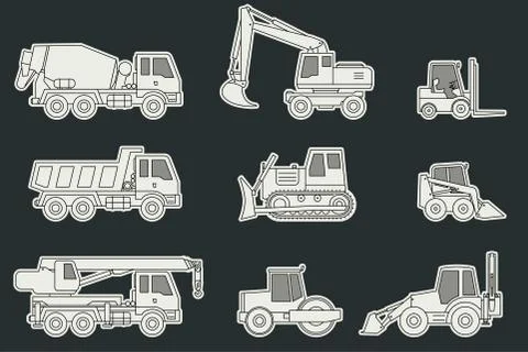 Construction machinery icons. Stock Illustration