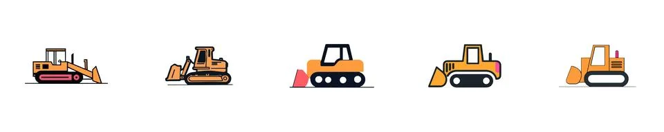 Construction Machinery Lineup Stock Illustration