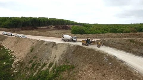 Construction machinery on the road Stock Footage 170930590