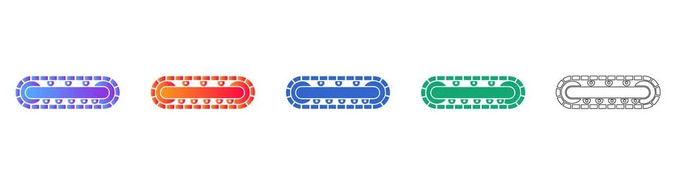 Construction Machinery Track Vector Icons Stock Illustration