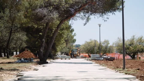 Construction machines on the beach, static shot. Stock Footage 132301866