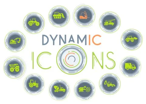 Construction Machines dynamic icons Stock Illustration