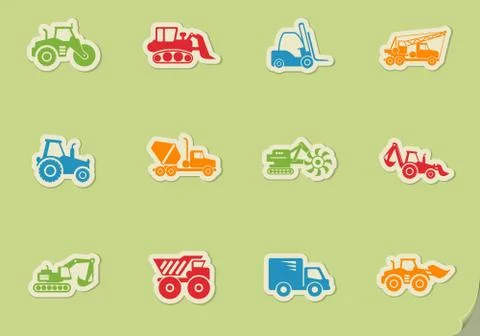 Construction Machines Icon Set Stock Illustration