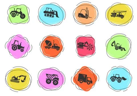 Construction Machines Icon Set Stock Illustration