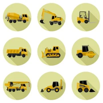 Construction machines icons. Stock Illustration
