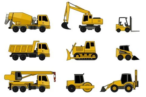 Construction machines icons. Stock Illustration