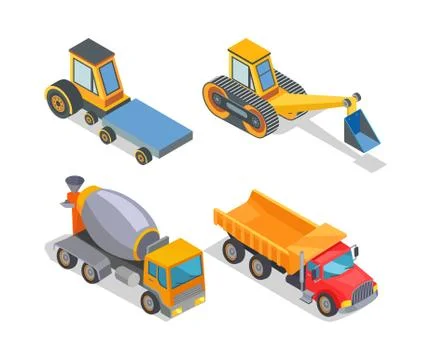 Construction Machines Icons, Working Devices Set Stock Illustration