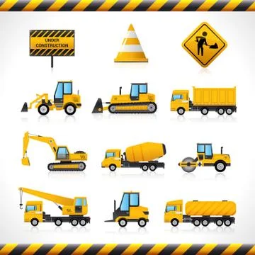 Construction Machines Set Illustration