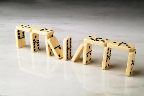 Construction made with dominoes Stock Photos