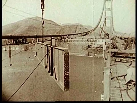 The construction of the main span of the Golden Gate bridge continues on Video stock 75183102