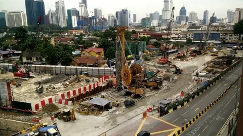 Construction at Malaysia MRT (Mass Rapid Transit) Kg bharu. Stock Footage 91469475