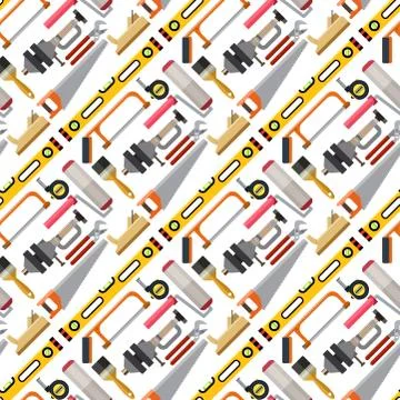 Construction man and building tools carpenter industry worker equipment seamless イラスト素材