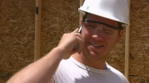 Construction Man Calling For Supplies Stock Footage
