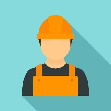 Construction man icon, flat style Stock Illustration