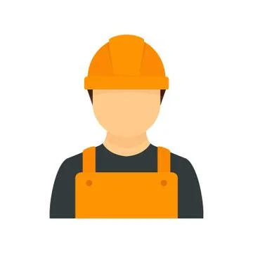 Construction man icon, flat style Stock Illustration