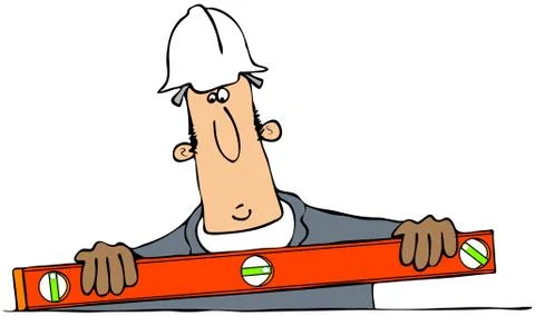 Construction man with a level Stock Illustration