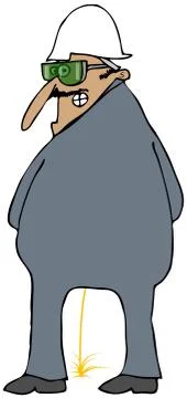 Construction man peeing Stock Illustration