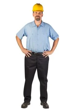 Construction man standing and ready at an angle Stock Photos