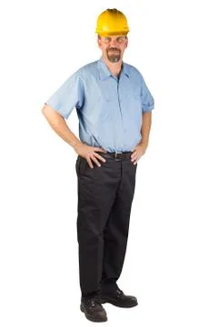 Construction man standing and ready at an angle Stock Photos